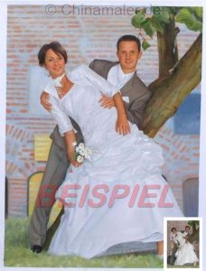 Ölgemälde vom Hochzeitsfoto auf Leinwand - Portraitmalerei