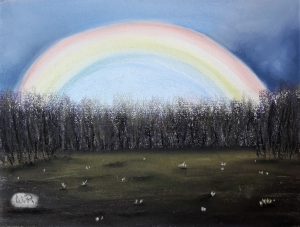 Naive Kunst Merkmale - Regenbogen am Tagesende, bei einer Wanderung, in Bodenwerder.