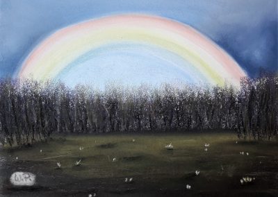 Naive Kunst Merkmale - Regenbogen am Tagesende, bei einer Wanderung, in Bodenwerder.