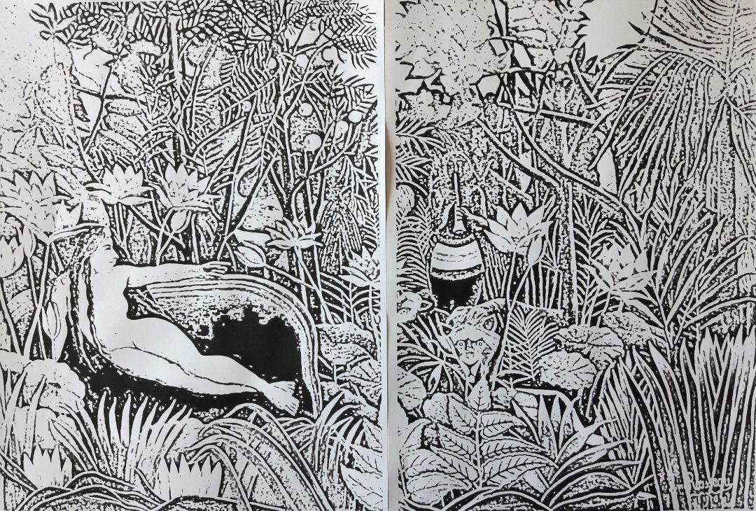 Skizze zu Henri Rousseau der Traum Bildbeschreibung • Pastellmalerei Wolfgang Pfau